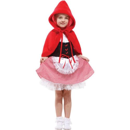 Little Red Riding Hood Cosplay Kids Girl Costume Halloween Fancy Dress Clothing For Children Whole Set