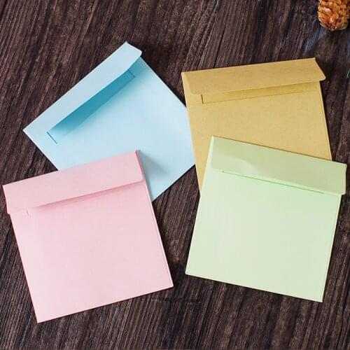 JIANWU 10pcs Simple solid color square envelope envelope paper bag Office stationery