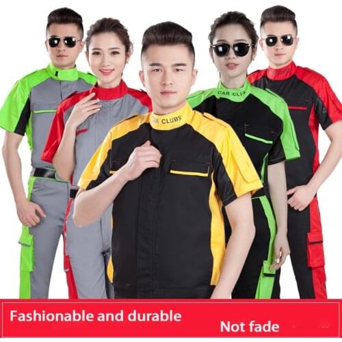 Summer Work Coveralls Uniforms Men Women Work Clothing Welding Suits Auto Car Repair Workshop Mechanic Electric jacket+pants 4XL