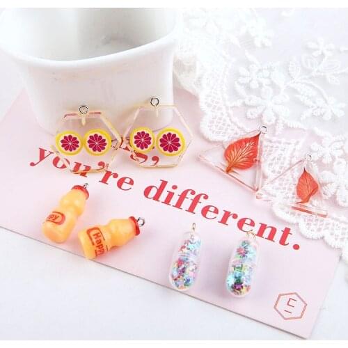 Minimum order 30pcs/lot bottle/geometric shape resin charms diy jewelry necklace/earrings for women accessory