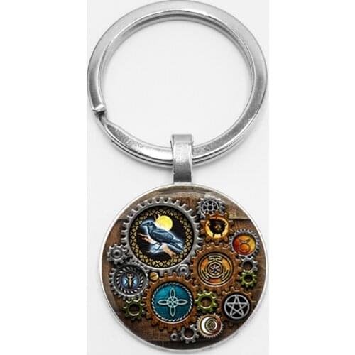 Fashion Witches Steampunk Inspired Jewelry Jewelry Glass Cabochon Pendant Keychains Ladies Statement Keyring Trinket
