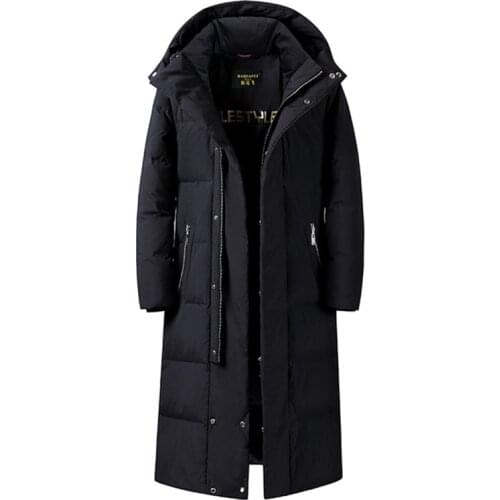 Mens X-Long White Duck Down Jacket 2019 Winter New Over The Knee Thicken Slim Fit Warm Jackets and Coats Male Brand Clothing