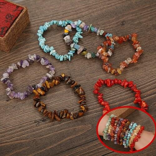 Irregular Natural Crystals Chakras Stone Aventurine Bracelet Beads Pink Quartz Amethysts for Jewelry Making DIY Bracelet