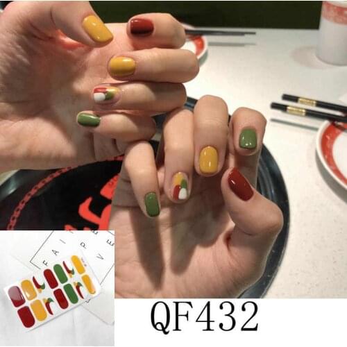 New Full Nails 14tips Metal Gradient Color Nail Art Stickers Classic Manicure Nail Polish Strips Wraps Long Lasting Summer Style