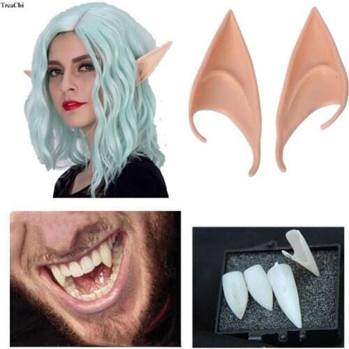 New Mysterious Angel Elf Ears Child&adults Halloween Fairy Cosplay Vampire Teeth Christmas Latex Soft Pointed Tips Props