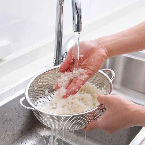 OTHERHOUSE Kitchen Vegetables Rice Washing Basket Drain Basket Wash Rice Sieve Pot Colanders Fruit Strainer Stainless Steel