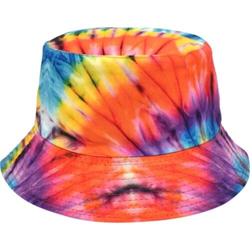 Tie-dye Graffiti Printing Bucket Hat Unisex Adult Summer Beach Hat Outdoor Sunshade Sun Cap Women Men Fishermans Hat Casquette