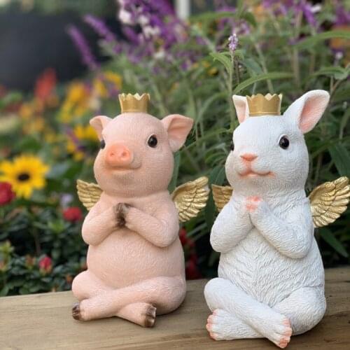 Pastoral Simulation Animal Rabbit Resin Outdoor Micro Landscape Ornaments Garden Sculpture Crafts Courtyard Figurines Decoration