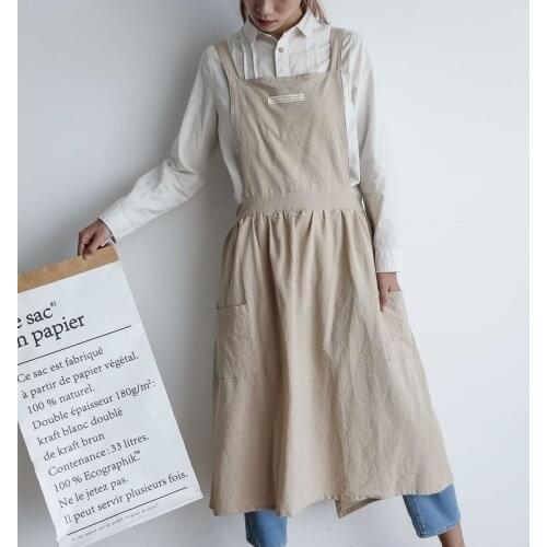 Nordic Simple Washed Cotton Florist Apron Home Baking Coffee Kitchen Apron Garden Flower Shop Apron For Woman Uniform Lady Dress