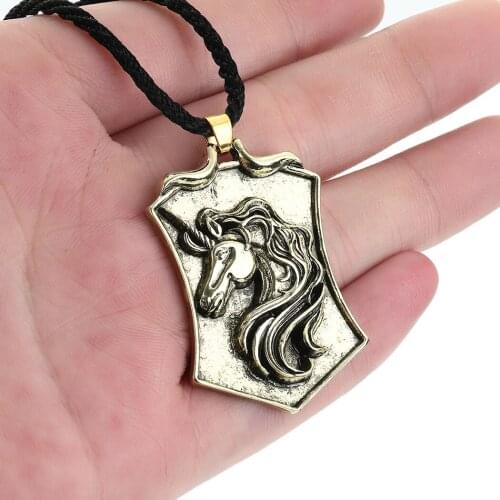 QIAMNI Vintage Viking Talismans Animal Unicorn Shield Pendant Rope Nacklace Slavic Norse Amulet Jewelry Gift Accessories