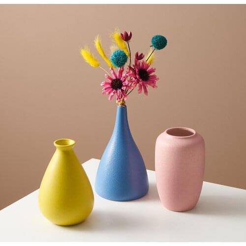 Mini Macaron Colorful Vase Ceramic Vase Creative Frosted Room Living Room Bedroom Dining Table Flower Pots Nodic Home Decoration