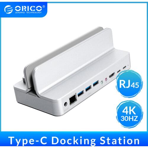 ORICO USB C HUB With Adjustable Stand Holder Type C to USB3.0 RJ45 PD Dock HDMI-compatible Adapter Splitter for MacBook Pro PC