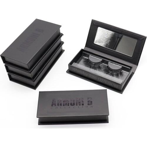 Luxury Black Eyelash Box With Gloss Business Name Wholesale Mink Eyelashes For Small Business Custom Lashbox Packaging With Logo