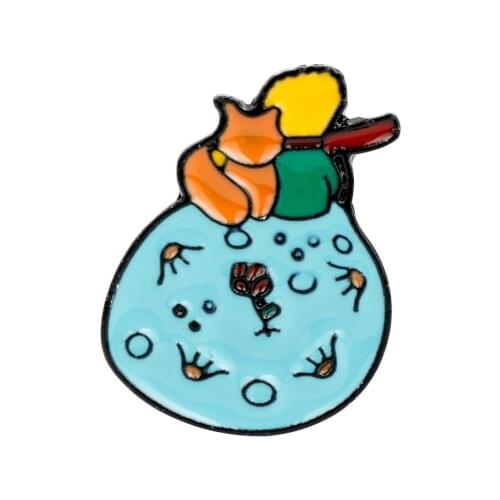 Le Petit Prince Planet The Little Fox Metal Enamel Paint Badge Pins Brooches Classical Fairy Tale Brooch Pin for Kids Gifts