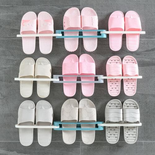 Bathroom Folded shoe rack slippers stand toilet wall drain Self Adhesive storage rack Shoe Organizer