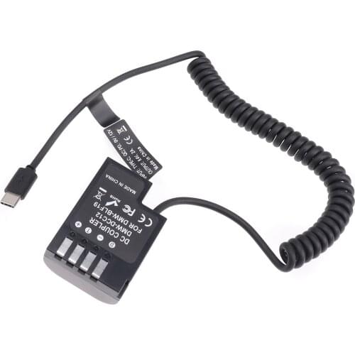 FOTGA DMW-BLF19/DCC12 Decoded Dummy Battery Power Adapter +Type C Cable for Panasonic GH3 GH4 GH5 GH5S