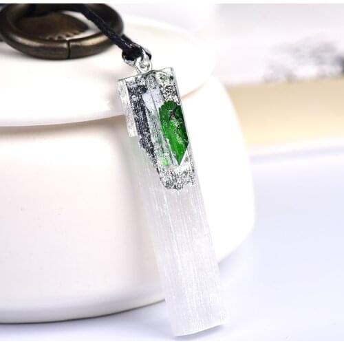 Natural White Selenite Gypsum Sticks Irregular Reiki Mineral Healing Crystal Wand DIY Jewelry Gold-Plated Silver Pendant Making