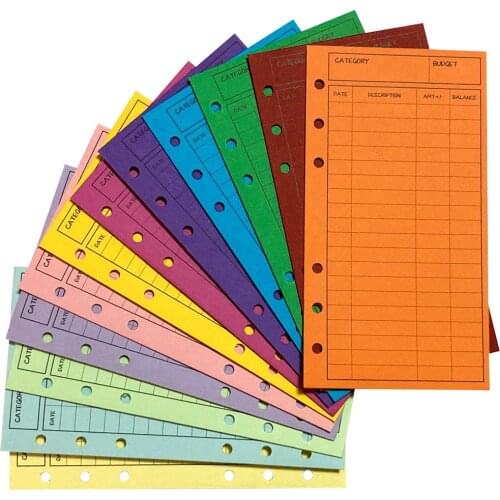 12 Pcs Budget Envelopes Cardstock Cash Envelope System For Money Saving, Assorted Colors, Vertical Layout & Holepunched New