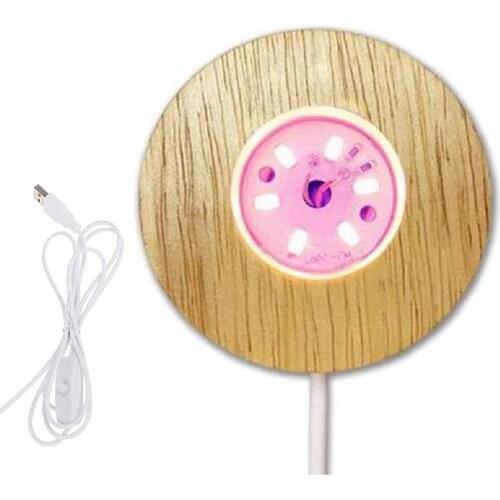 3D LED Lamp Base USB Charging Glowing Light Holder Wooden Night Light Stand for Home Living Room Bedroom CLH@8