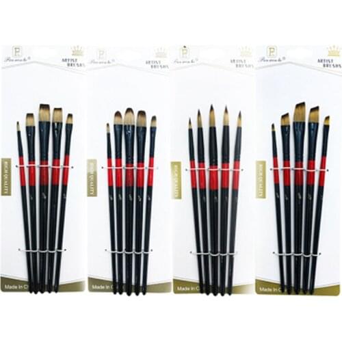 5pcs Nylon Hair Aluminum Tube Paint Brush Set For Learning Oil Acrylic Watercolor Painting Tool Art Drawing Brushes Supplies New