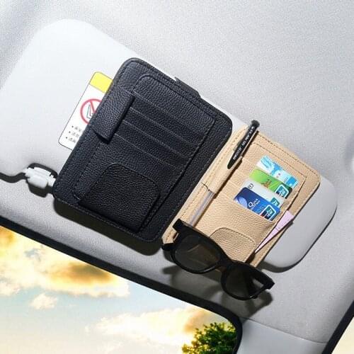 Car Sun Visor Bill Pen Business Card Holder CD DVD Organizer Storage Box Sunglasses Clip Stowing Tidying Car Accessories