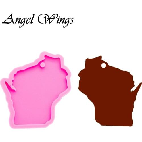 Shiny Wisconsin state keychains Molds DIY map Jewelry keychain mould Epoxy Resin Mold Custom DY0219