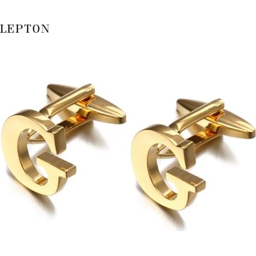 Letters G Cufflinks For Men With Cufflinks Box Lepton High Quality Gold/Silver Color Metal Wedding Shirt Cuff Links Gemelos