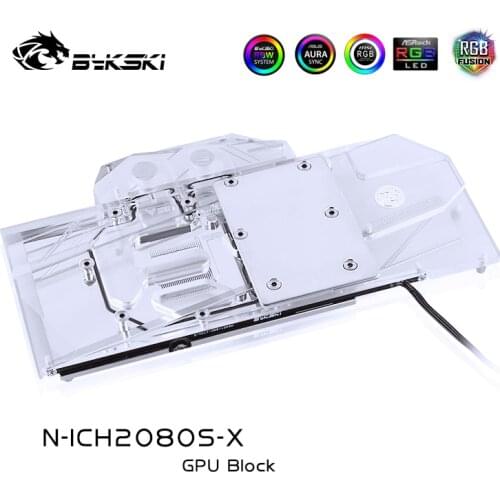 BYKSKI Water Block use for inno3D Geforce RTX2080 Super/RTX2070 Super Support A-RGB/RGB LED Light Radiator Block Copper + Arylic