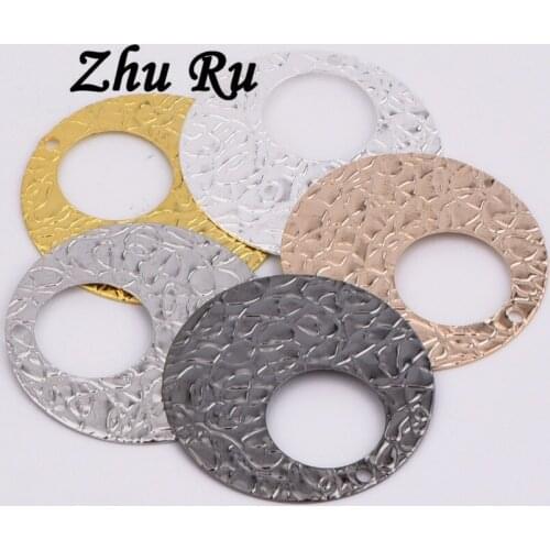 ZHU RU 10pcs/lot 23mm Large hole cake ring round Rough surface Charms Pendants For Jewelry Making DIY Handmade Findings