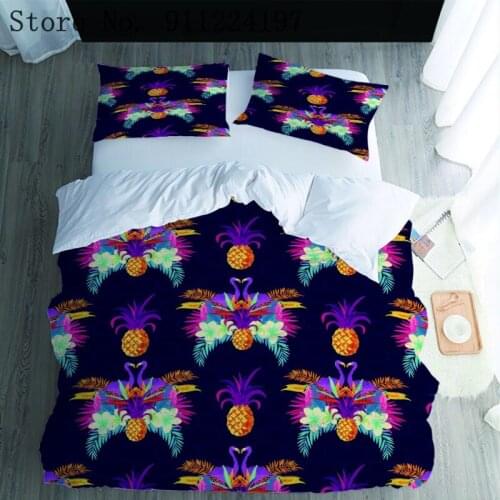 Home Textiles Luxury Black Quilt Cover Children Bed Linens High Quality Bedspread 229*229 3D Pineapple Printing Duvet Cover Set
