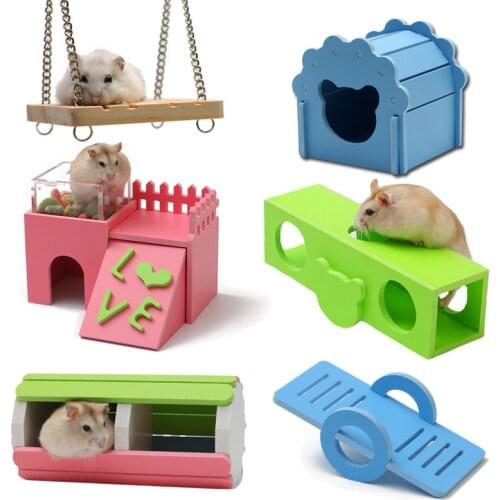 Syrian hamster nest house for the winter to keep warm and comfortable villa wooden nest ecological board house Swing toy