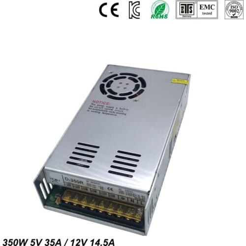 Best quality double sortie 5V 12V 350W Switching Power Supply Driver for LED Strip AC100-240V Input to DC 5V 12V free shipping