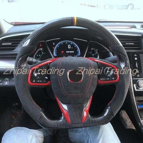 Customized carbon fiber Steering Wheel For Honda 10th Gen Civic 10 with Alcantarar replacement
