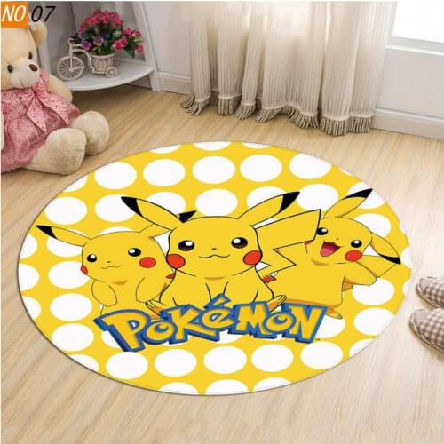 Pikachu Round Floor Mat Pokemon Non-slip Carpet Anime Figure Cartoon Bath Rug Living Room Kitchen Mat Home Decor Christmas gift