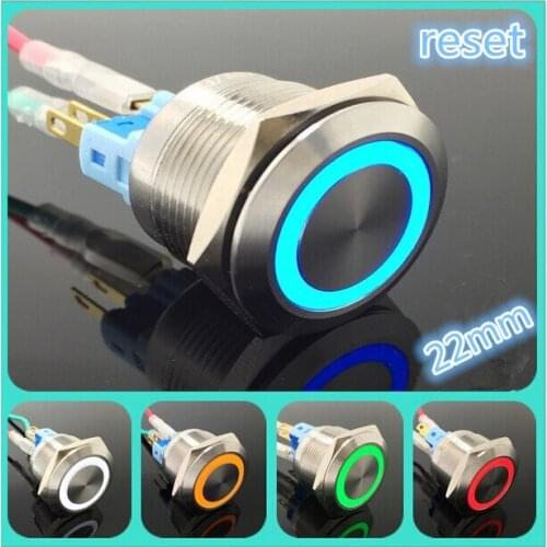 5 pcs 22mm Waterproof Momentary Flat Round Stainless Steel Metal Push Button Switch Reset Switch 3v 5v 6v 12v 24v 48v 110v 220v