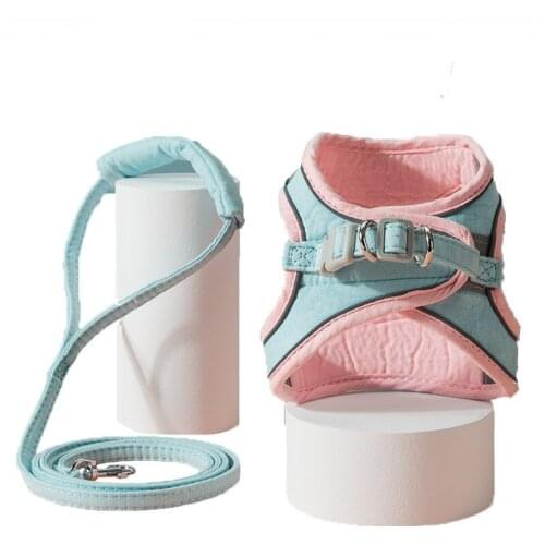 Fashion Reflective Vest Dog Harness + Leash Set Outdoor Walking Leads for Small Cats Dogs Set Adjustable Harness Pet Accessories