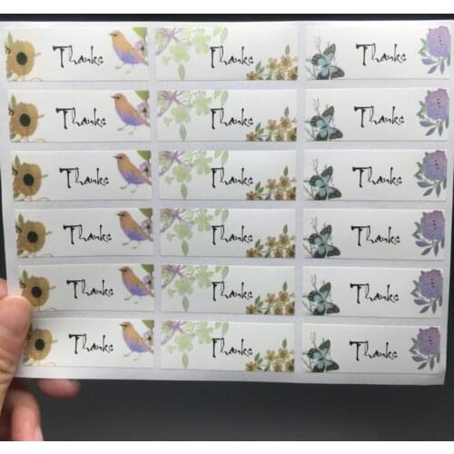 180pcs/lot 'thanks' Long Strip Sealing Stickers Self-adhesive Cookie Bag Decoration Sticker Gifts Package Labels Baking Products