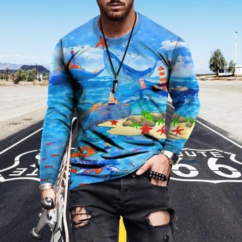 New 2021 Fashion T Shirt For Men Clothes Vintage Animal Cool Print Male Tshirt Summer Long Sleeve Men T-shirts Plus Size XXS-4XL