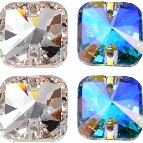 New Square Rivoli Shape Top Quality AAAAA Sew On Rhinestones Crystal AB стразы пришивные Glass Flatback Sewing DIY A83