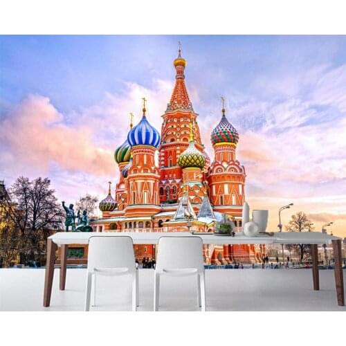 Papel de pared Moscow Russia The Cathedral of Vasily city 3d wallpaper,living room sofa TV wall bedroom wall papers home decor