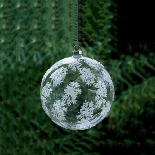 2pcs/pack Diameter=10cm Middle Size Transparent Glass Globe Christmas Tree Hanging Pendant Snowflake Handmade Ball Decoration