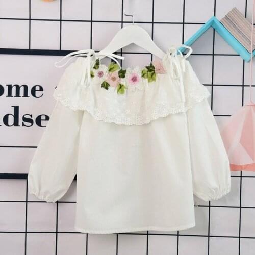 Girl shirt child flower white baby shirt princess halter top