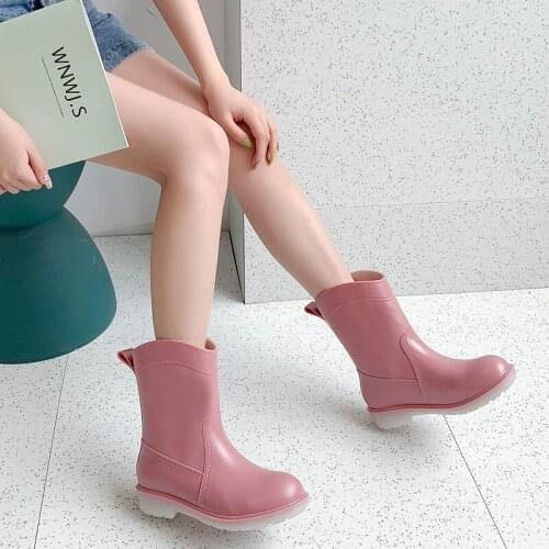 Mid Calf Rain Boots Fashionable Comfortable Shoes Waterproof Non-Slip Boots for Women for Outdoor Camping Hiking A66