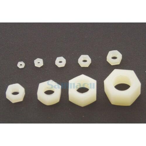 M2/M2.5/M3/M4/M5/M6/M8/M10/M12/M14/M16 Full Nylon Plastic Hex Nuts