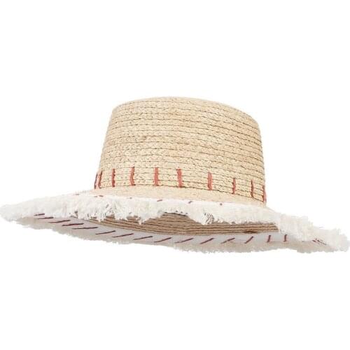 2021 Summer Women Natural Wide Brim Burr Raffia Straw Hats Fringe Women Large Beach Sun Caps chapeau