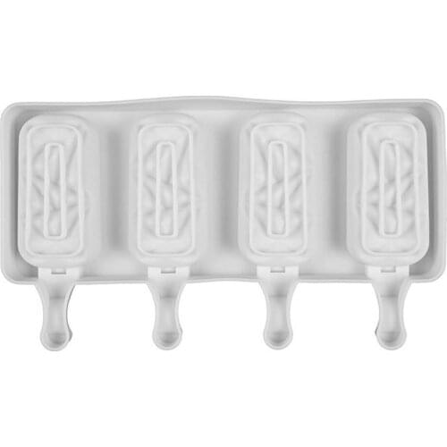 Silicone Ice Cream Mold Summer Bread Silica Gel Kitchen Handmade Soaps With 50pcs Wooden Sticks DIY 4 Cell Popsicle Maker