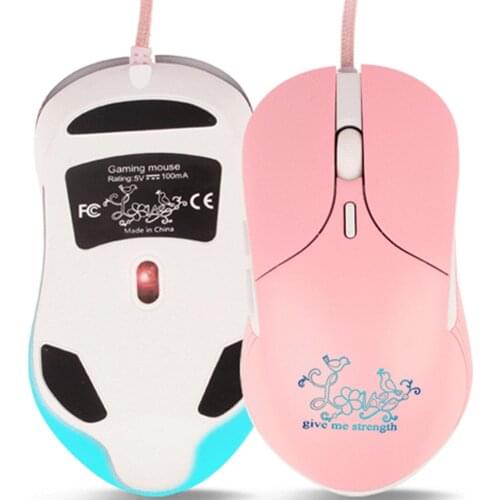 Luminous Wired Silent Ergonomic Design Gaming Mouse Computer Laptop Accessory Pink Girl Women Mouse