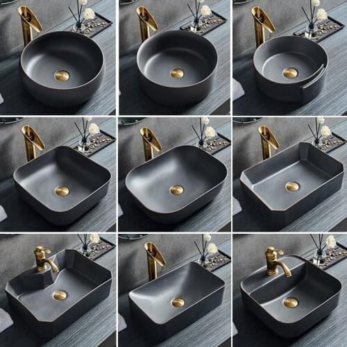 Lavabo da appoggio in ceramica di arte antica lavabo singolo per uso domestico lavabo antigoccia lavabo nero