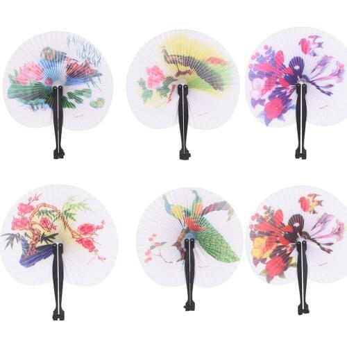 Practical Event Wedding Bridal Favors Fold Paper Fans Party Supplies Paper Hand Fan Round Painting Folding Fan
