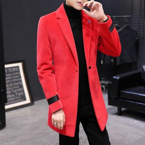 Windbreaker Autumn Winter For Mens Long Slim Woolen Coat British Style Thick Warm Jackets Men Clothing 2020 Fashion Casual Coats